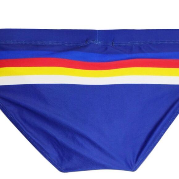 Men's Speedo Blue Stripes flattering fit swim briefs swimwear Size S - Picture 6 of 6